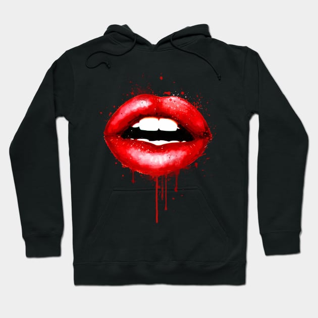 Red Lips Love Kiss Print Mouth Sexy Girl Hoodie by LotusGifts